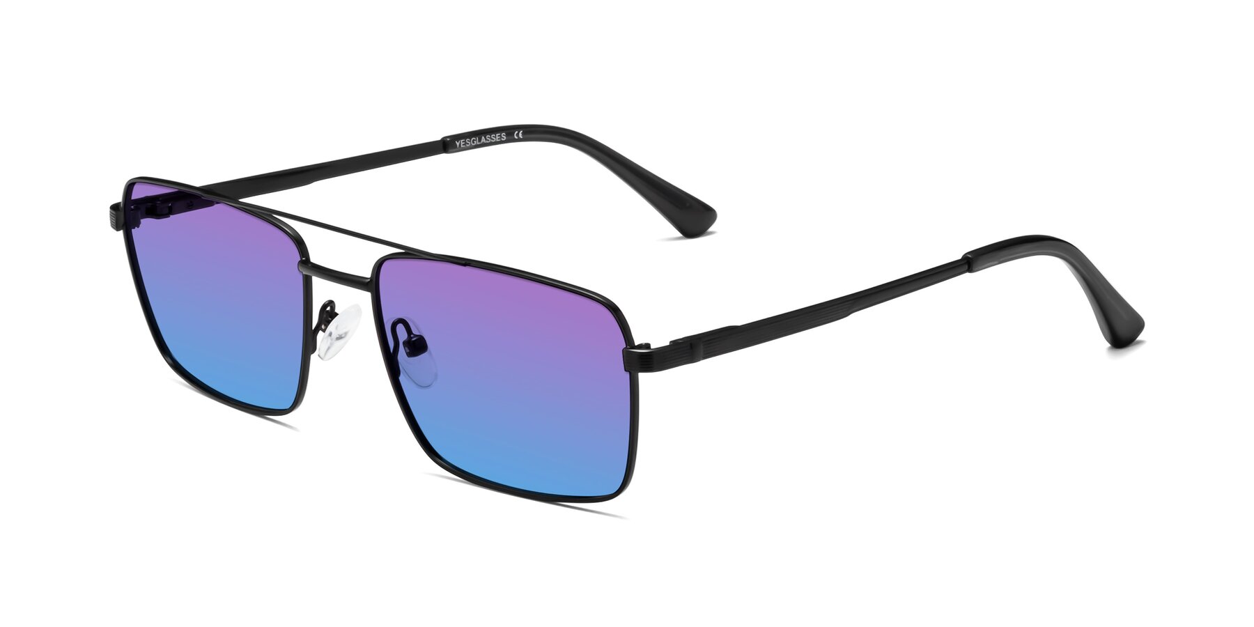Angle of 9469 in Black with Purple / Blue Gradient Lenses