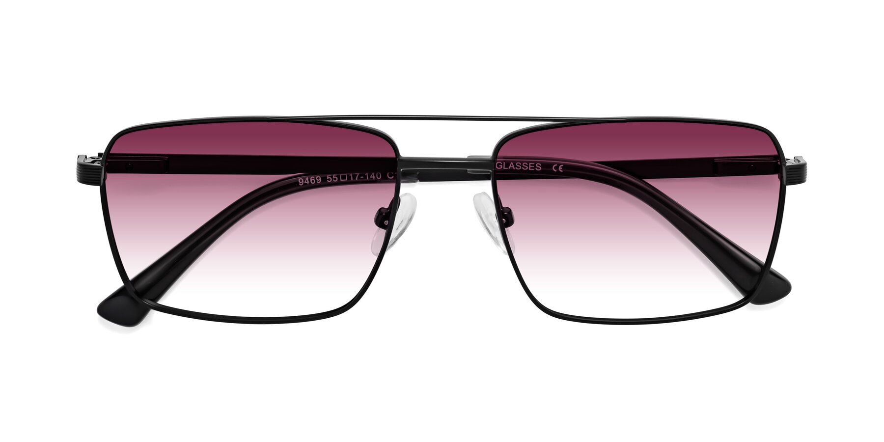 Folded Front of Beckum in Black with Wine Gradient Lenses