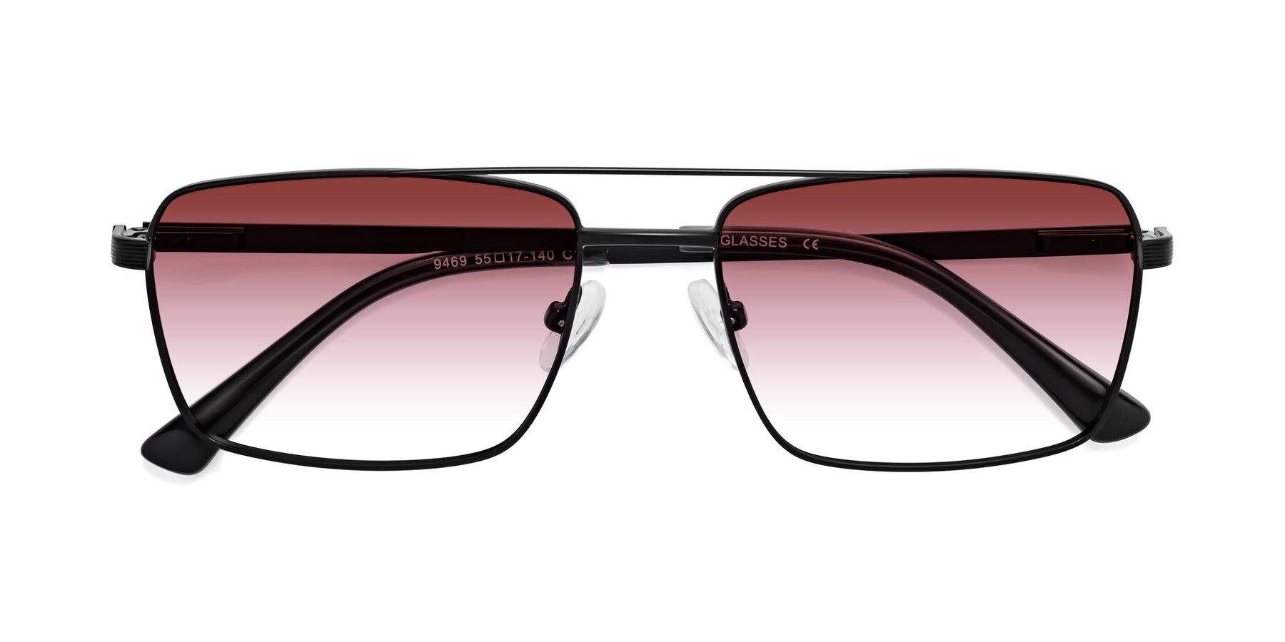 Folded Front of Beckum in Black with Garnet Gradient Lenses