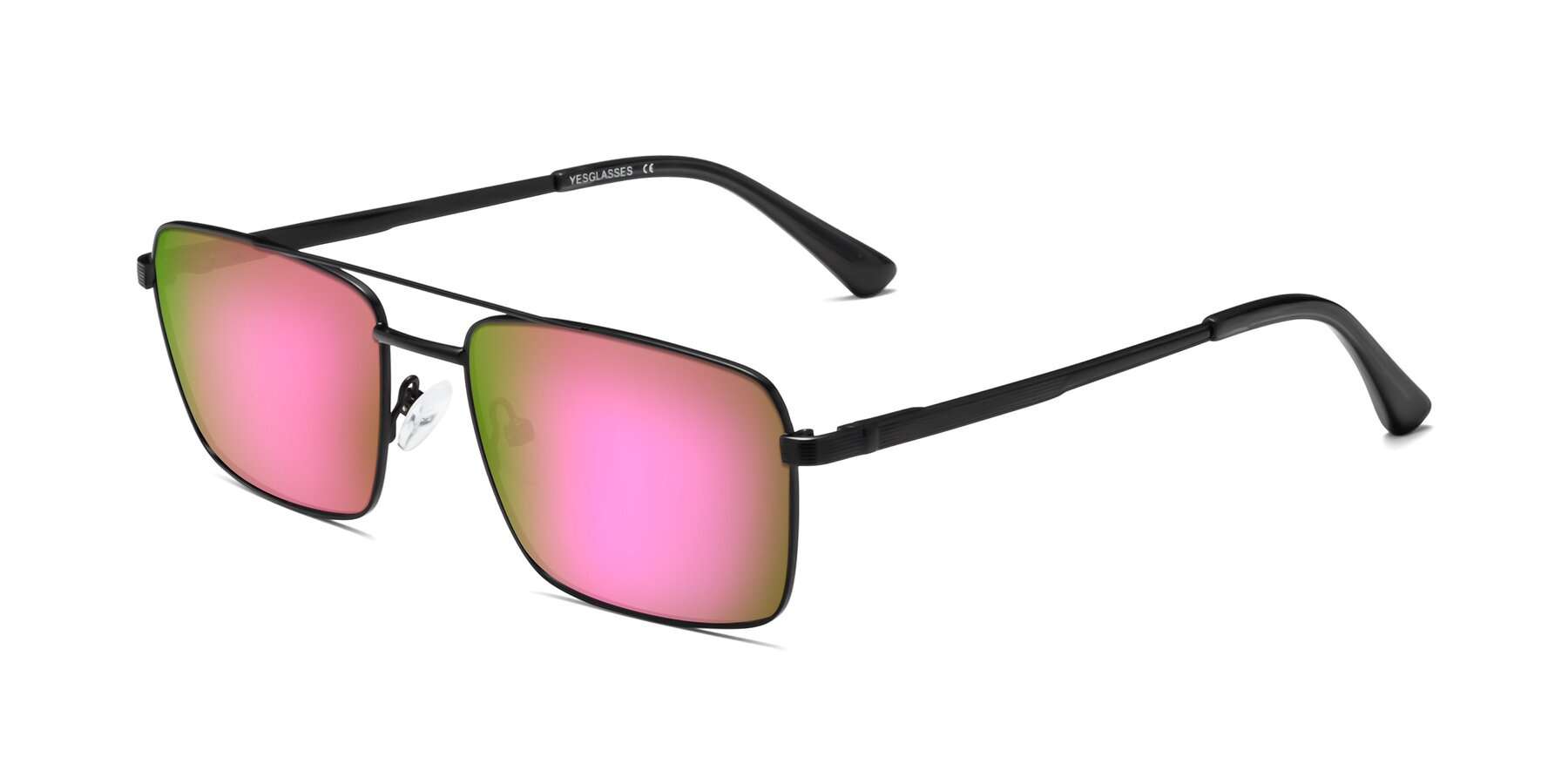 Angle of Beckum in Black with Pink Mirrored Lenses