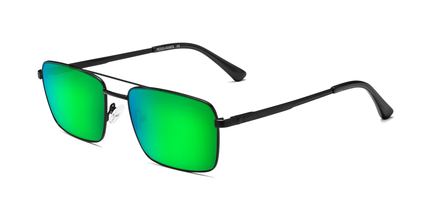 Angle of Beckum in Black with Green Mirrored Lenses