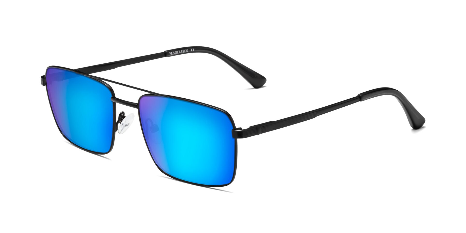 Angle of Beckum in Black with Blue Mirrored Lenses