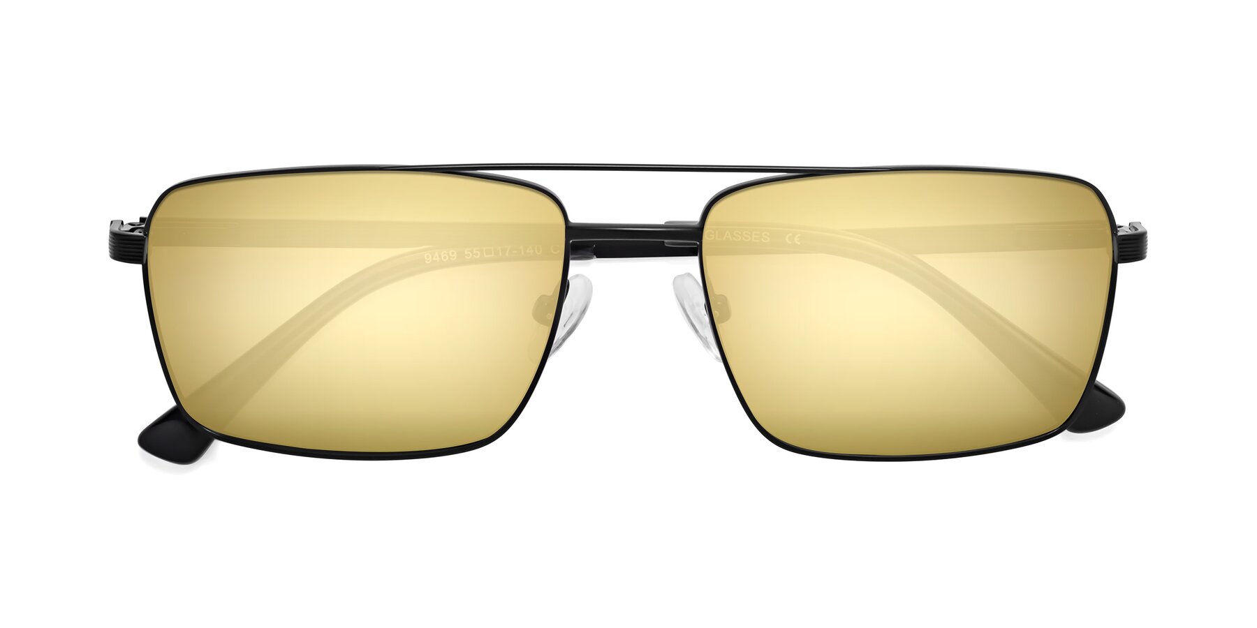 Folded Front of Beckum in Black with Gold Mirrored Lenses
