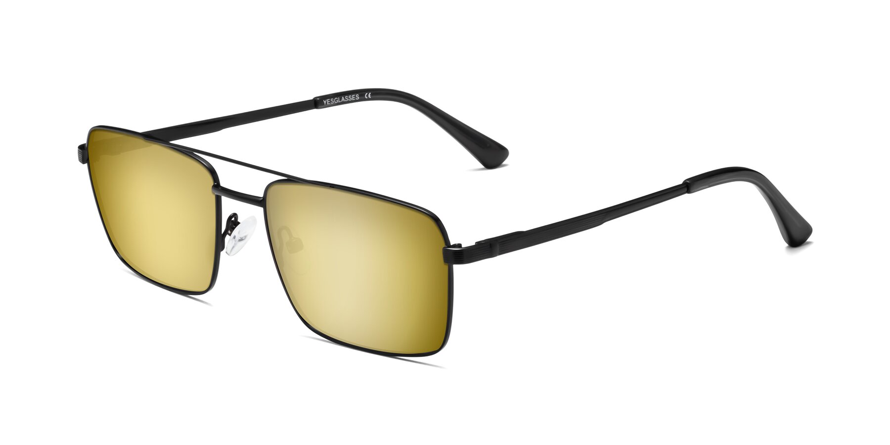 Angle of Beckum in Black with Gold Mirrored Lenses