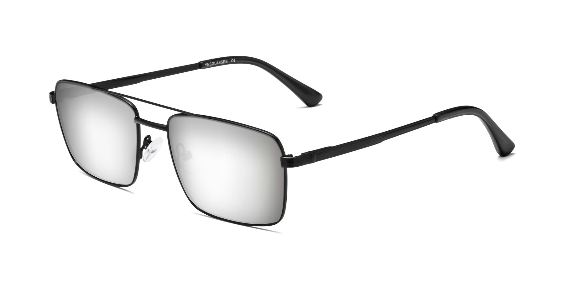 Angle of Beckum in Black with Silver Mirrored Lenses