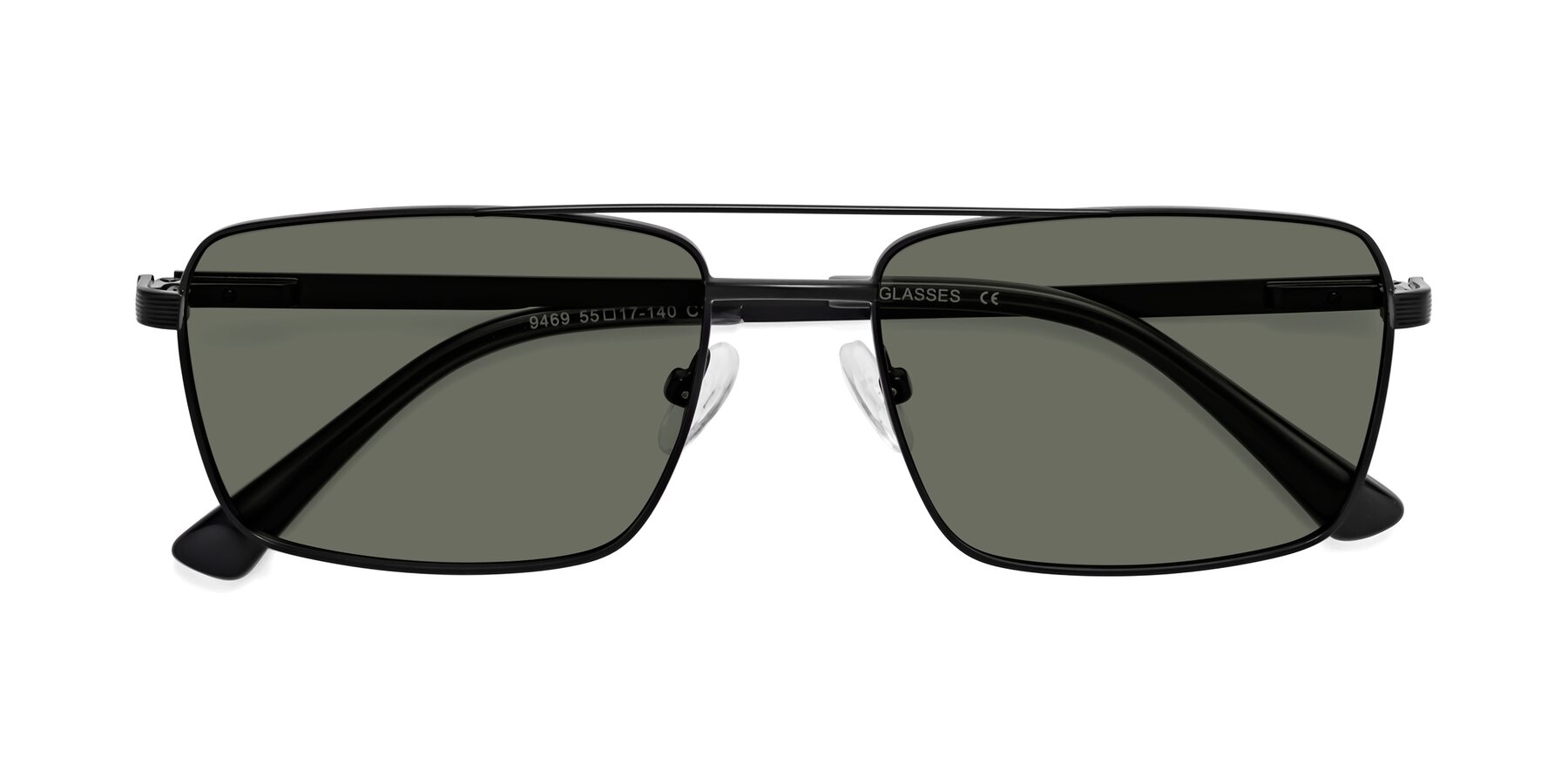 Folded Front of Beckum in Black with Gray Polarized Lenses