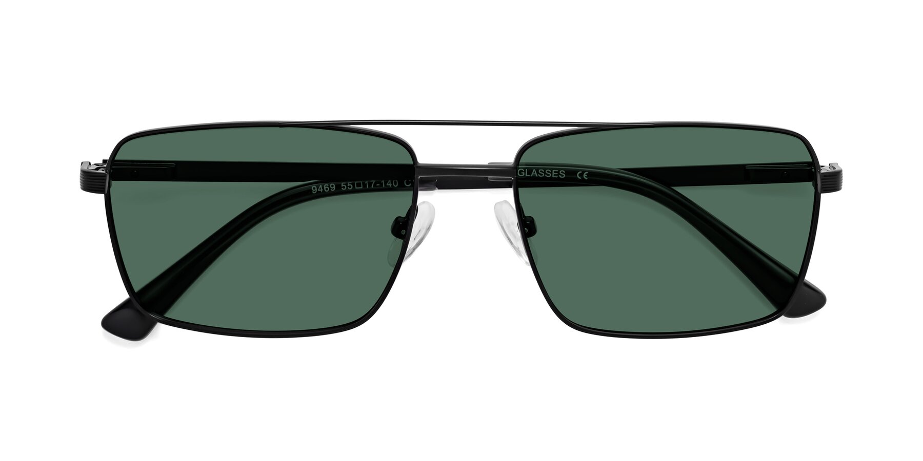 Folded Front of Beckum in Black with Green Polarized Lenses