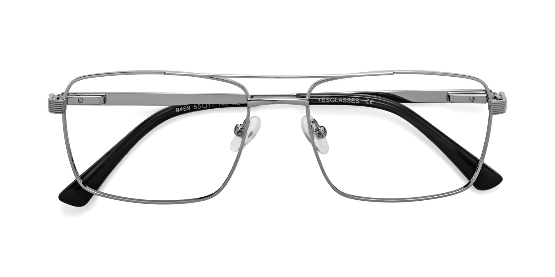 Folded Front of 9469 in Silver with Clear Blue Light Blocking Lenses