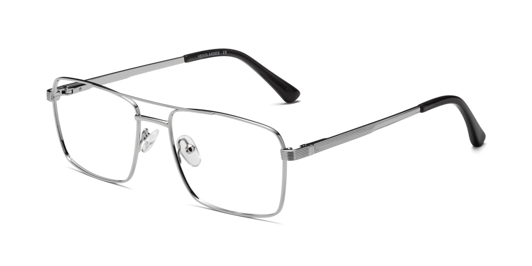 Angle of 9469 in Silver with Clear Blue Light Blocking Lenses