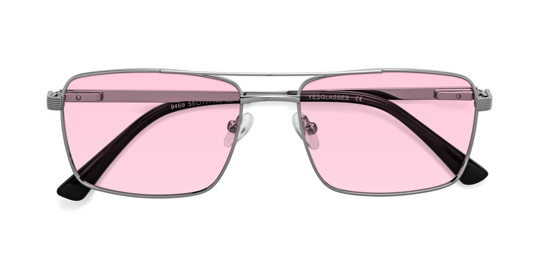 Folded Front of Beckum in Silver with Light Pink Tinted Lenses