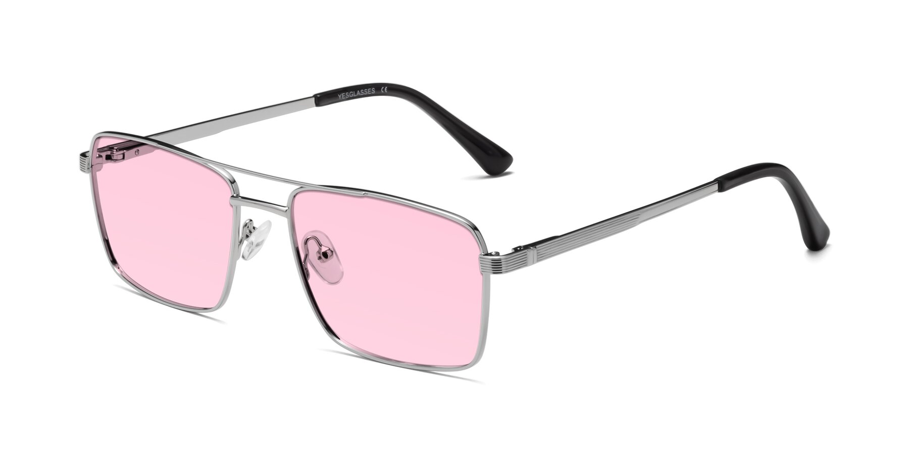 Angle of Beckum in Silver with Light Pink Tinted Lenses