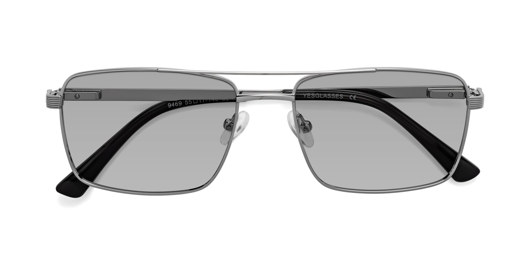 Folded Front of Beckum in Silver with Light Gray Tinted Lenses