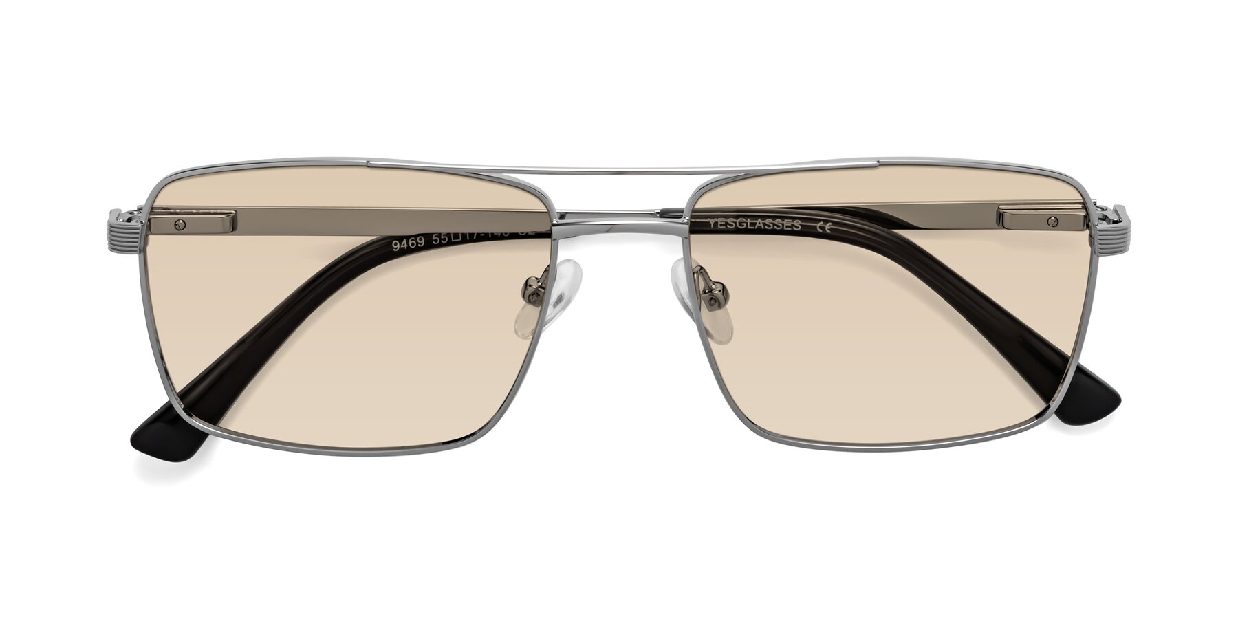 Folded Front of Beckum in Silver with Light Brown Tinted Lenses