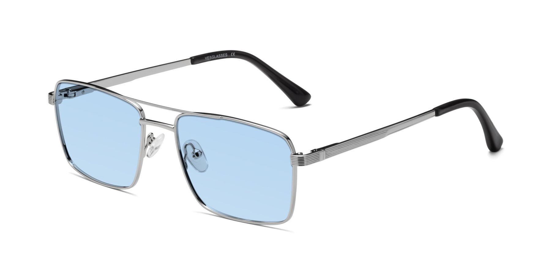 Angle of Beckum in Silver with Light Blue Tinted Lenses