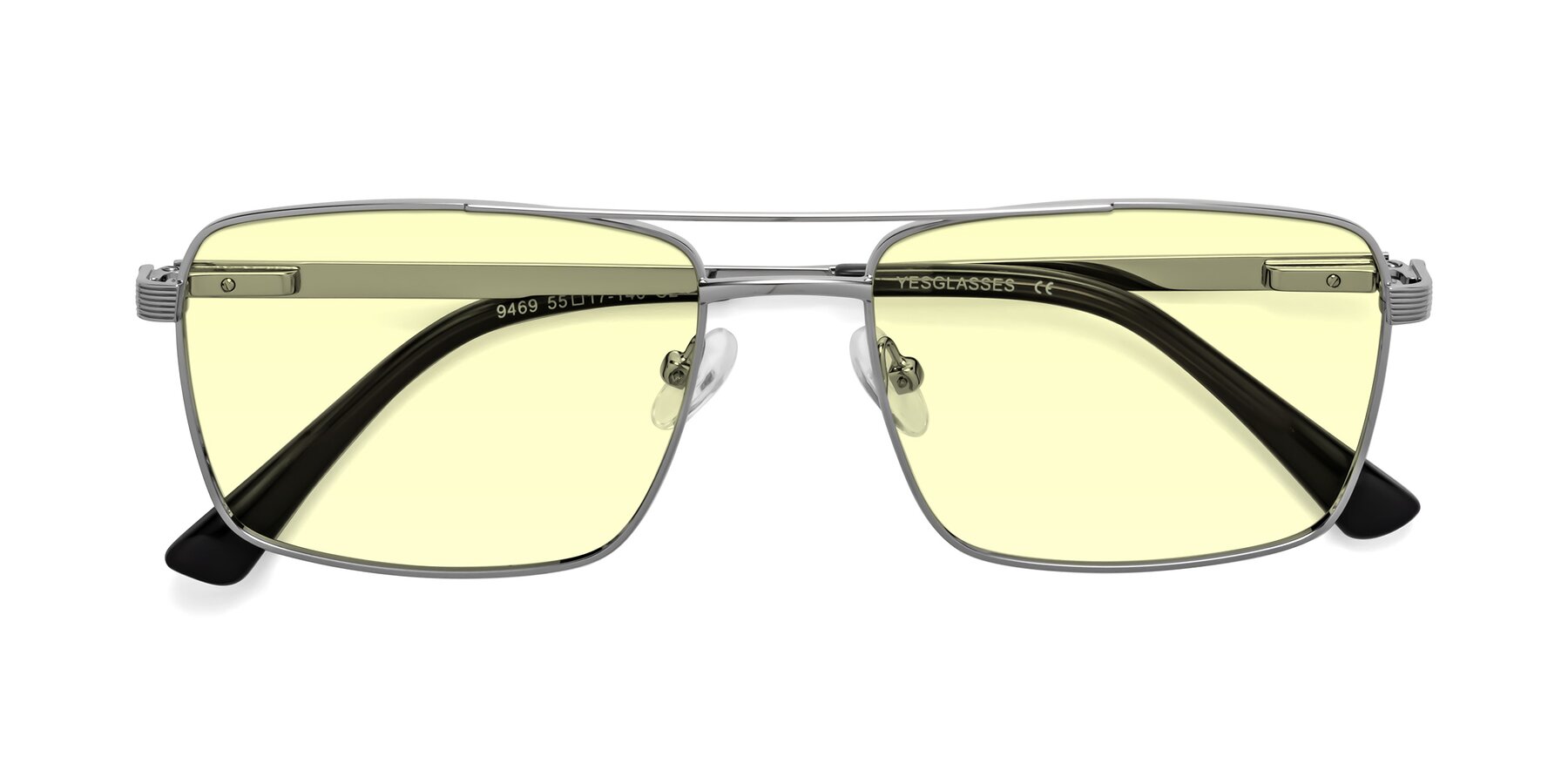 Folded Front of Beckum in Silver with Light Yellow Tinted Lenses