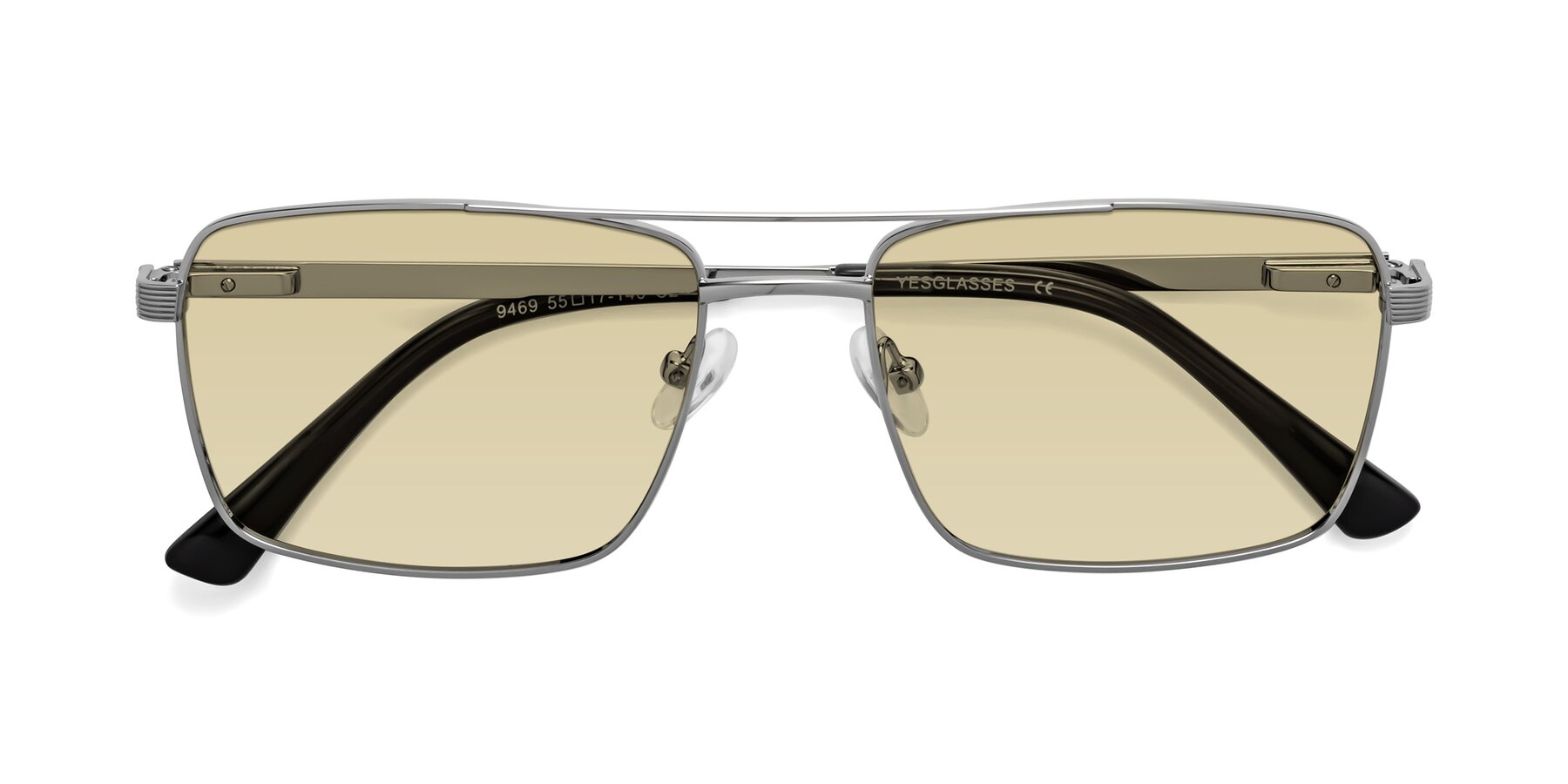 Folded Front of Beckum in Silver with Light Champagne Tinted Lenses