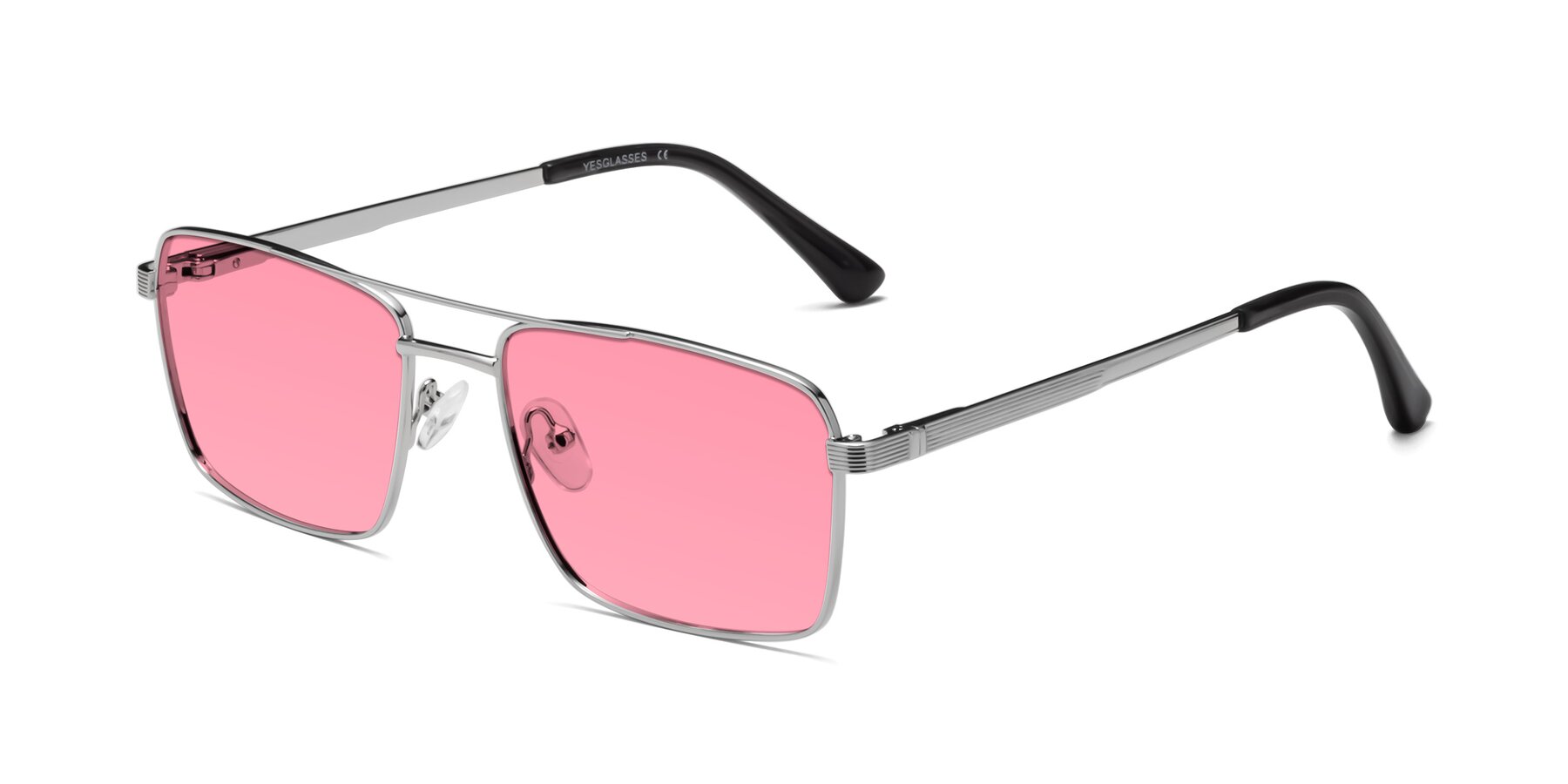 Angle of Beckum in Silver with Pink Tinted Lenses