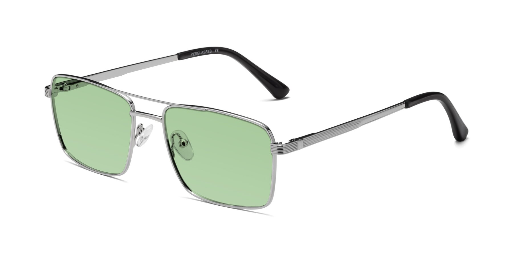 Angle of Beckum in Silver with Medium Green Tinted Lenses