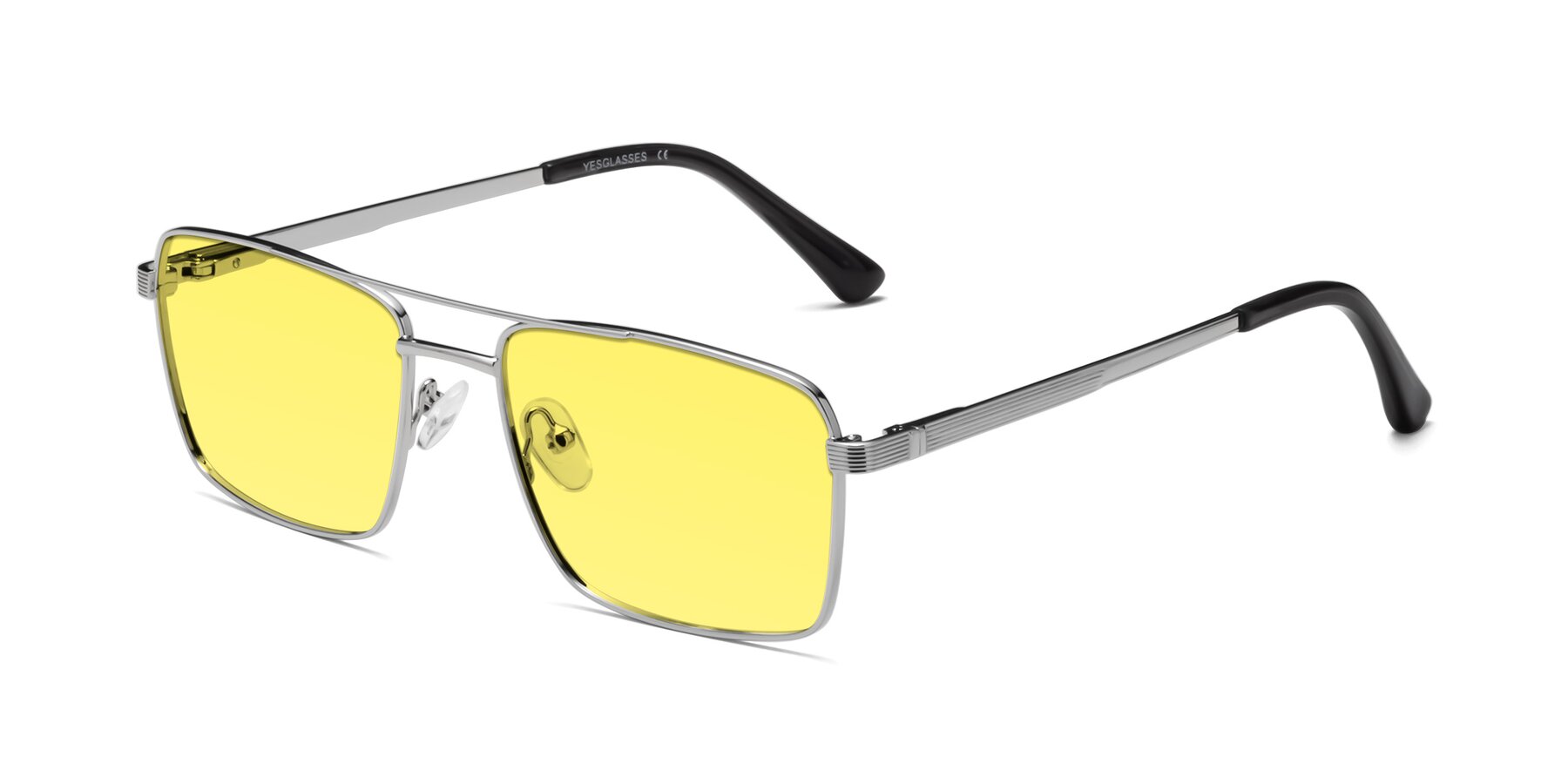 Angle of Beckum in Silver with Medium Yellow Tinted Lenses