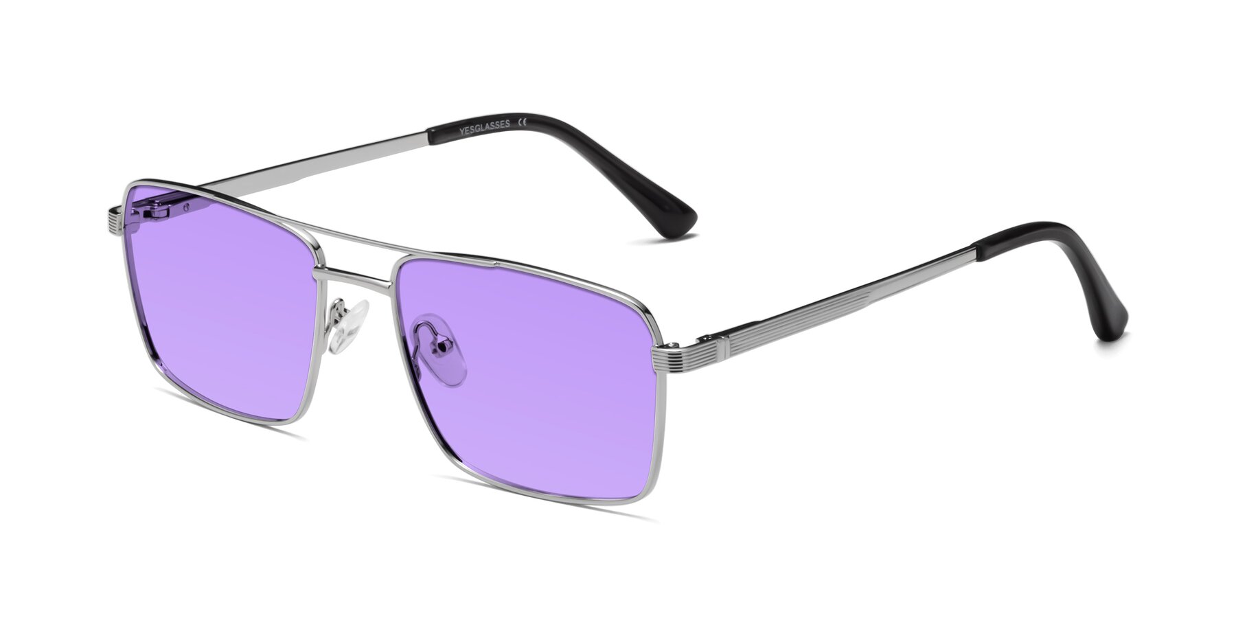 Angle of Beckum in Silver with Medium Purple Tinted Lenses