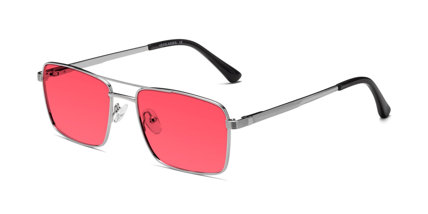 Angle of Beckum in Silver with Red Tinted Lenses