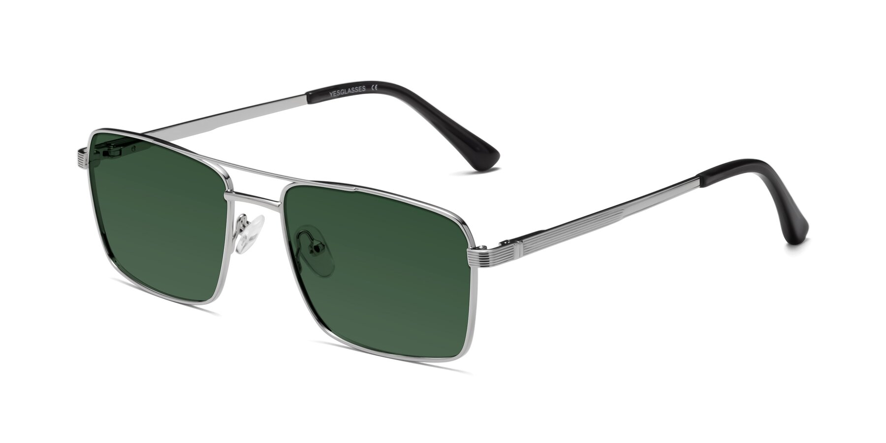Angle of Beckum in Silver with Green Tinted Lenses