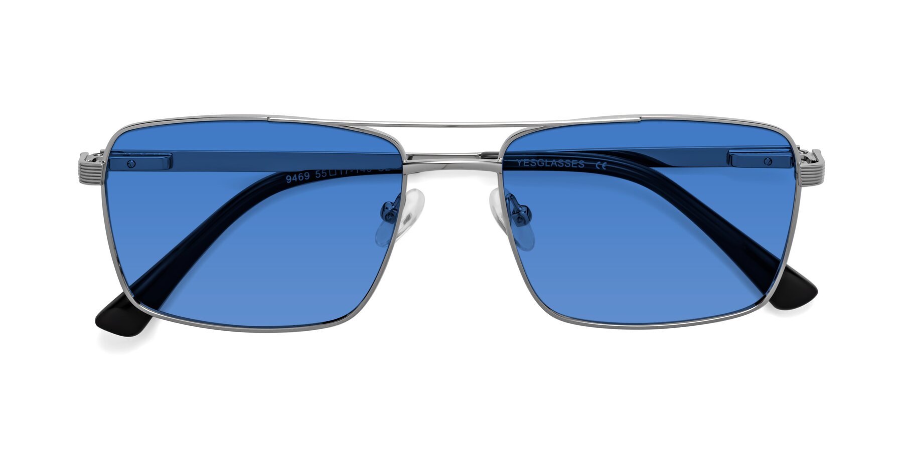 Folded Front of 9469 in Silver with Blue Tinted Lenses