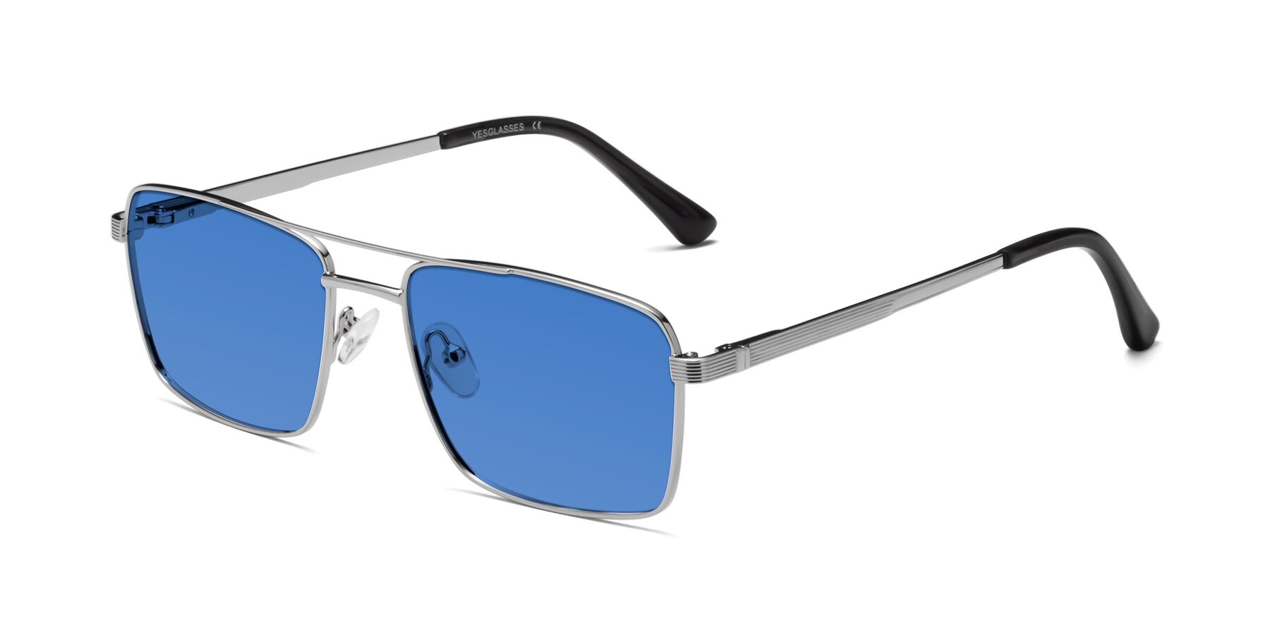Angle of 9469 in Silver with Blue Tinted Lenses