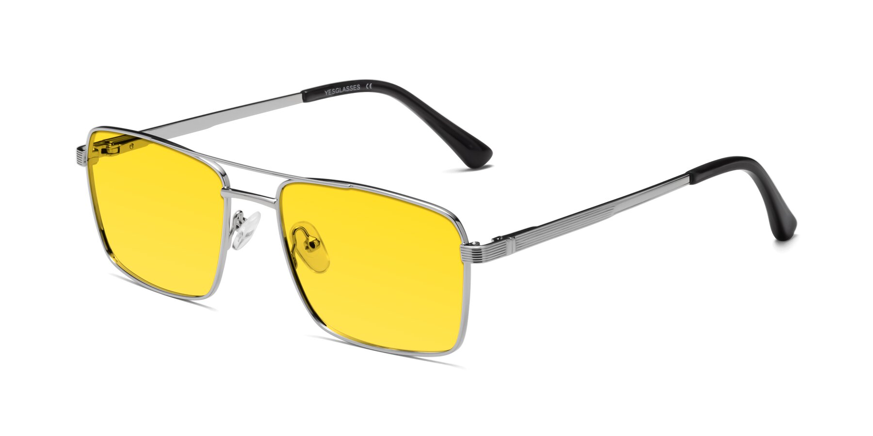 Angle of 9469 in Silver with Yellow Tinted Lenses