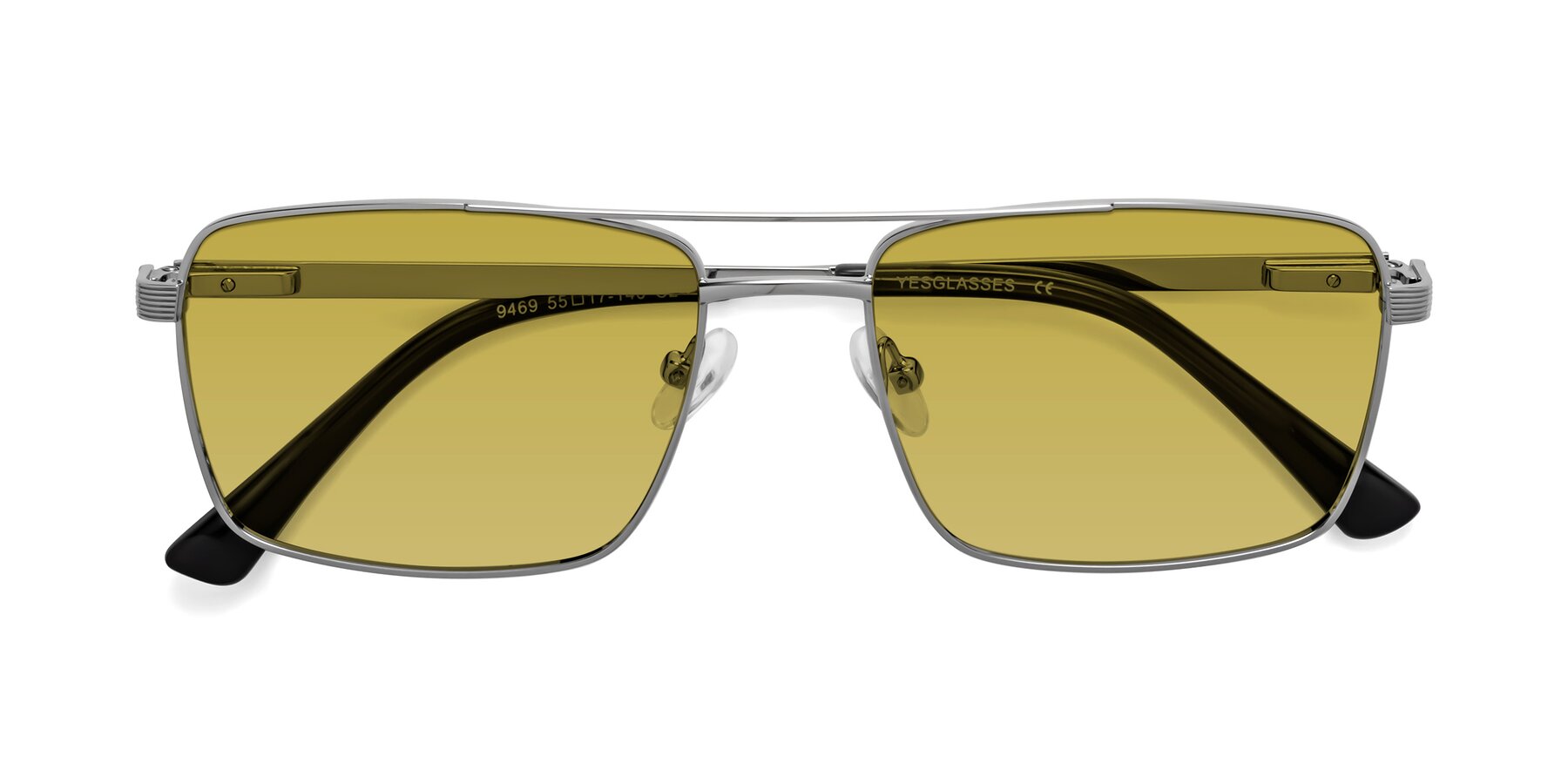 Folded Front of Beckum in Silver with Champagne Tinted Lenses
