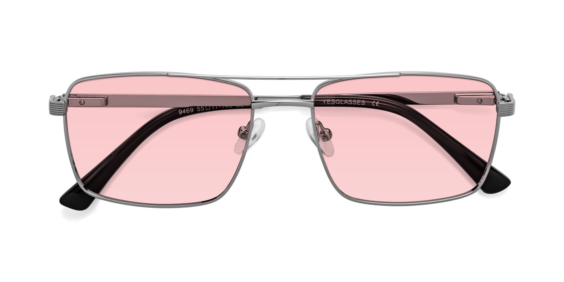 Folded Front of Beckum in Silver with Light Garnet Tinted Lenses