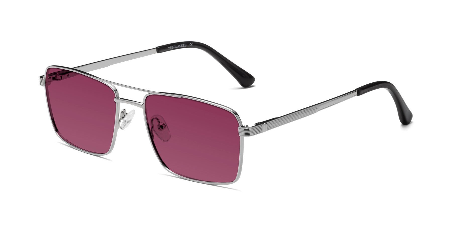 Angle of Beckum in Silver with Wine Tinted Lenses