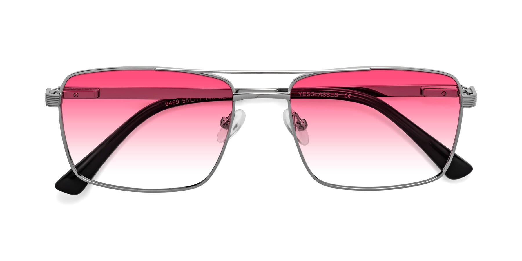 Folded Front of Beckum in Silver with Pink Gradient Lenses