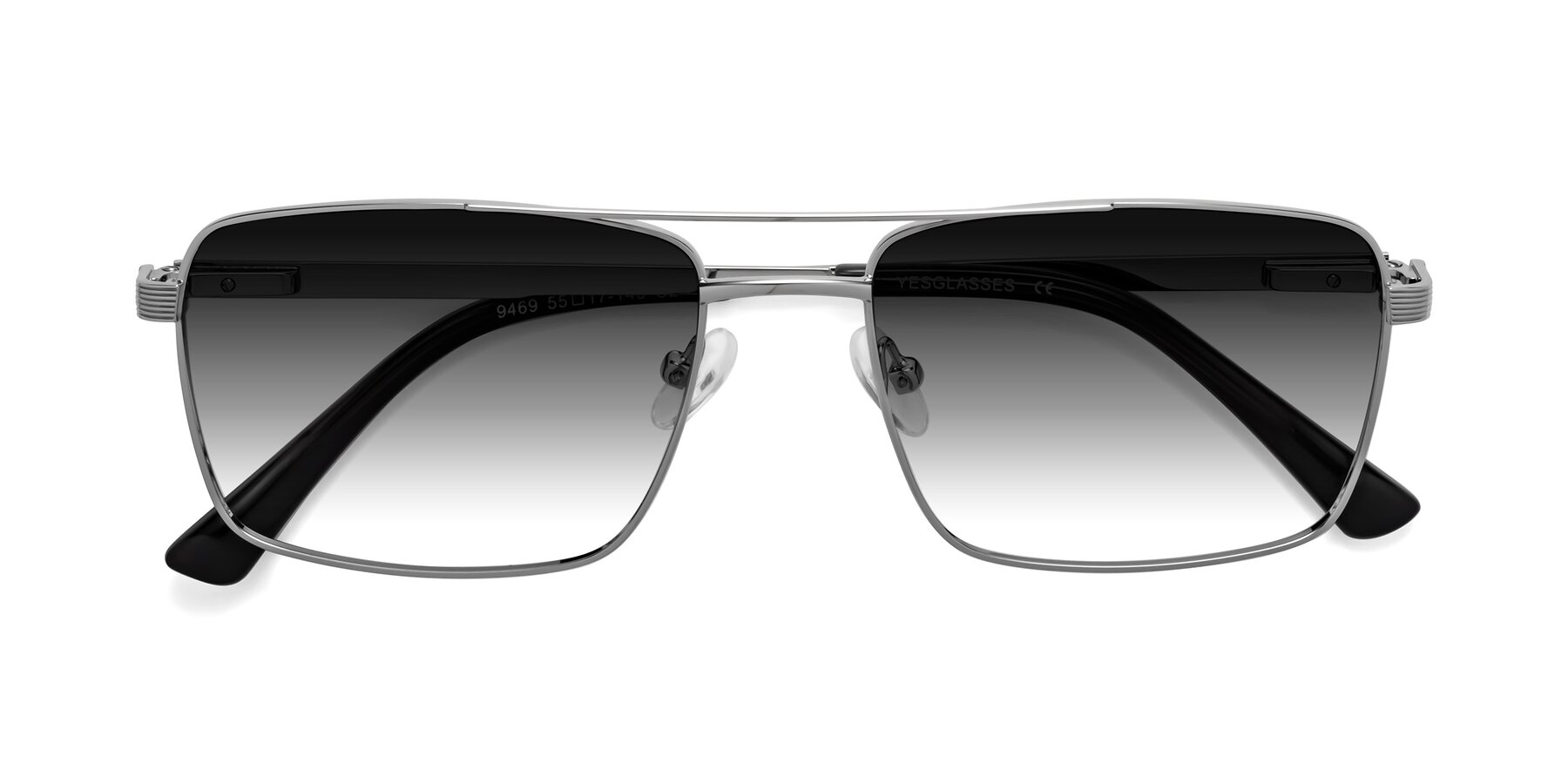 Folded Front of Beckum in Silver with Gray Gradient Lenses