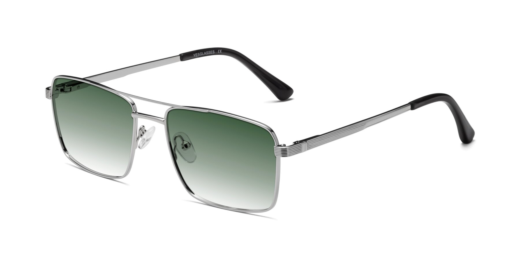 Angle of Beckum in Silver with Green Gradient Lenses