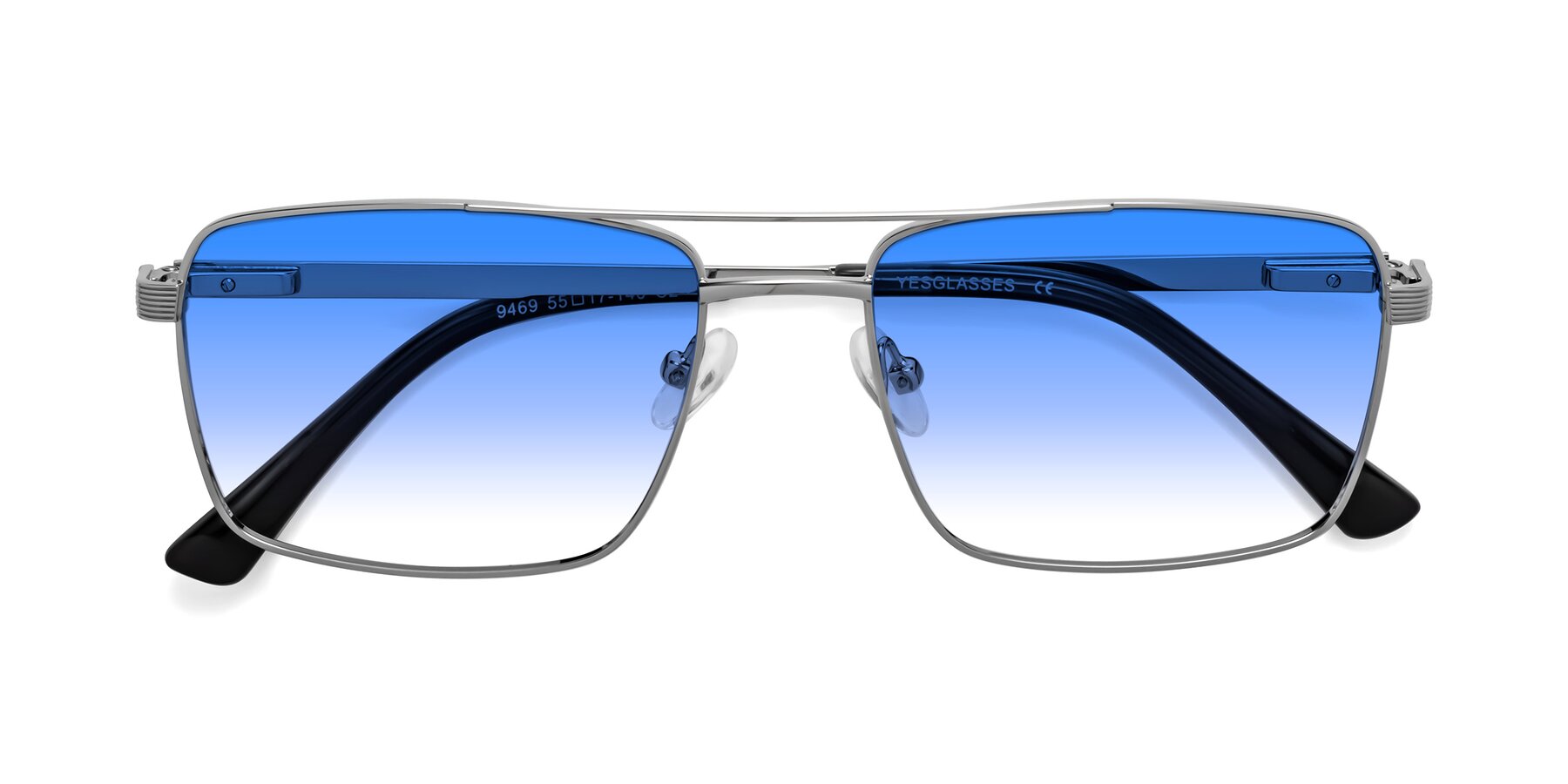 Folded Front of 9469 in Silver with Blue Gradient Lenses