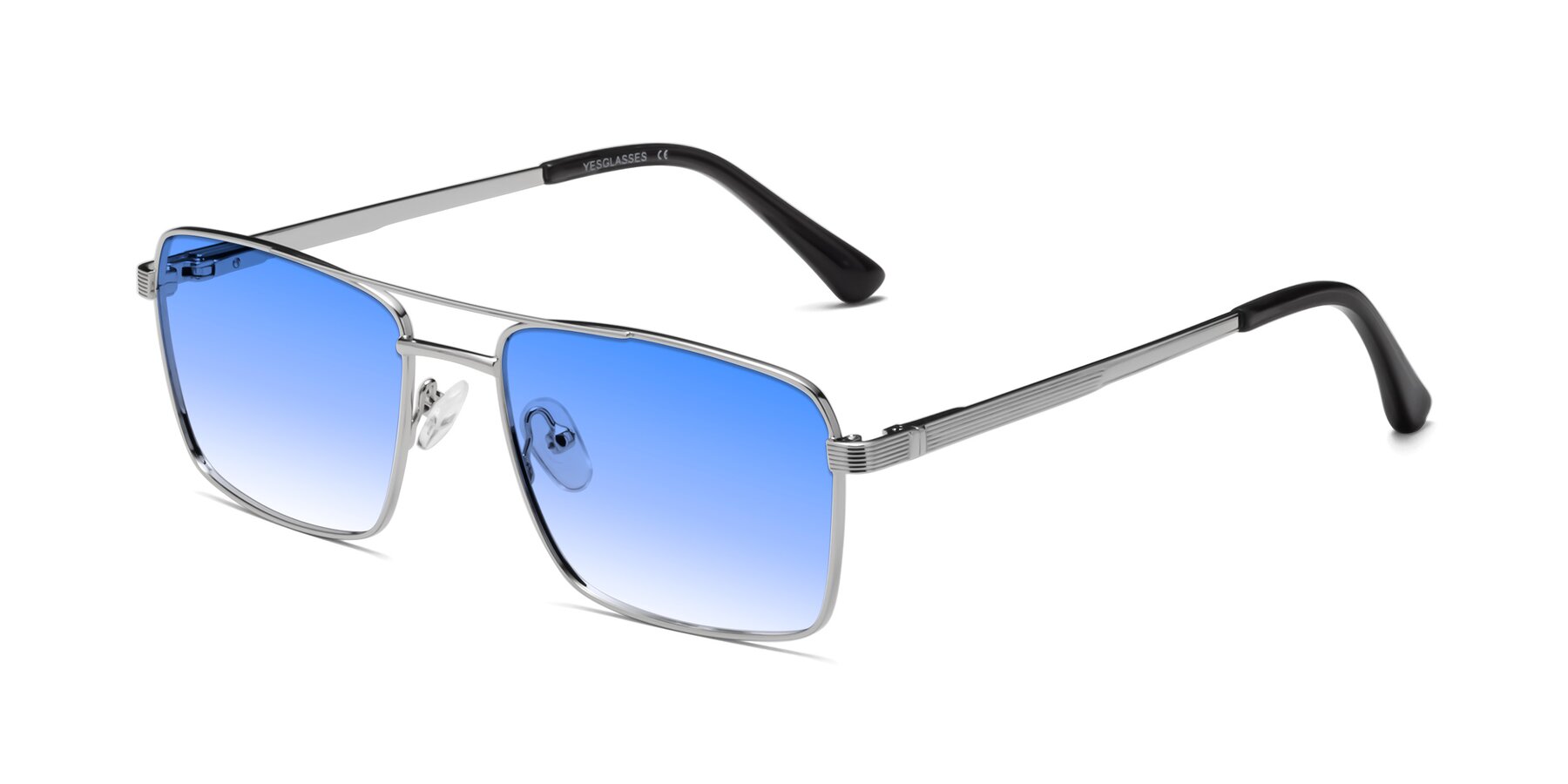 Angle of 9469 in Silver with Blue Gradient Lenses