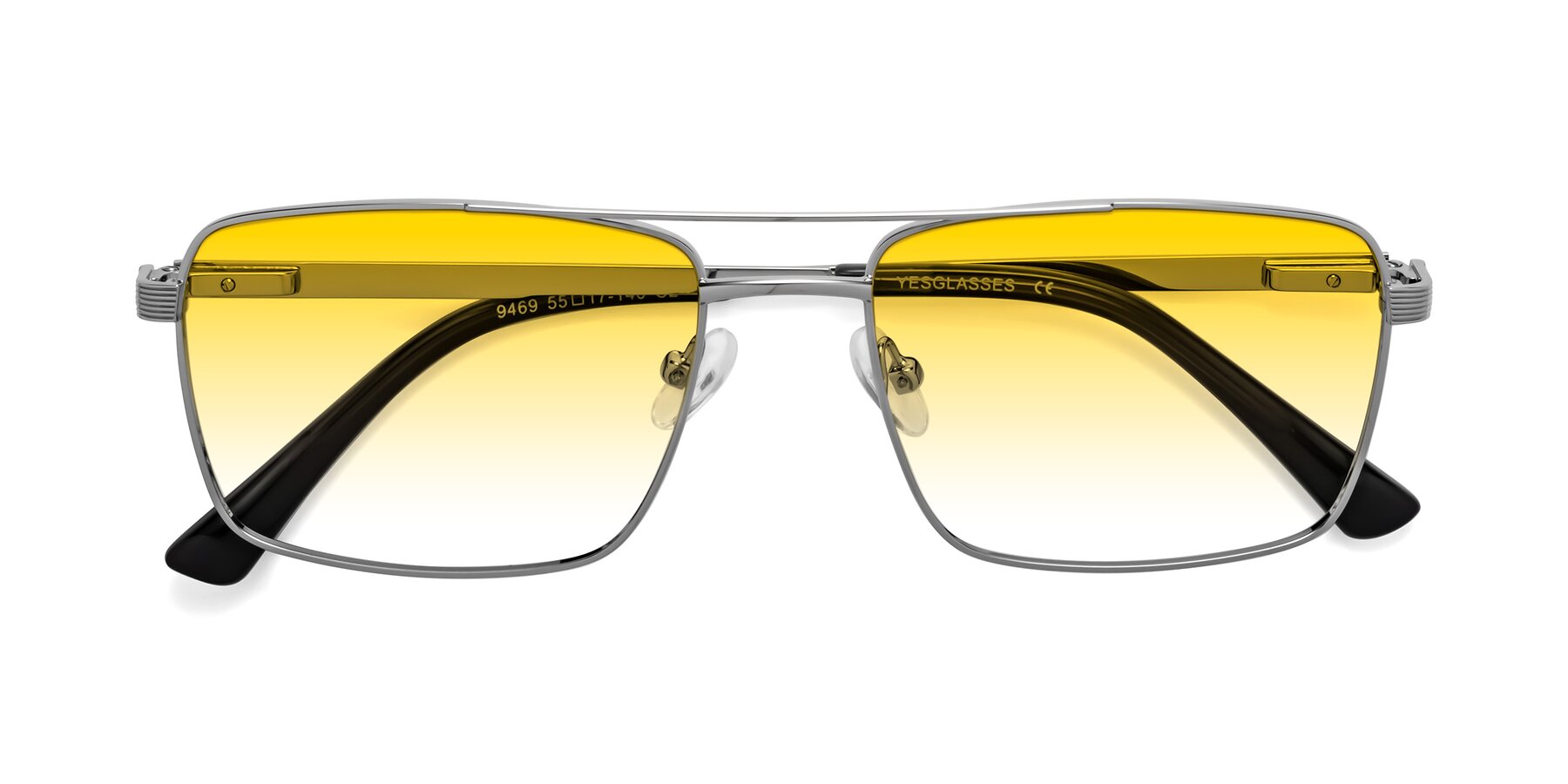 Folded Front of Beckum in Silver with Yellow Gradient Lenses