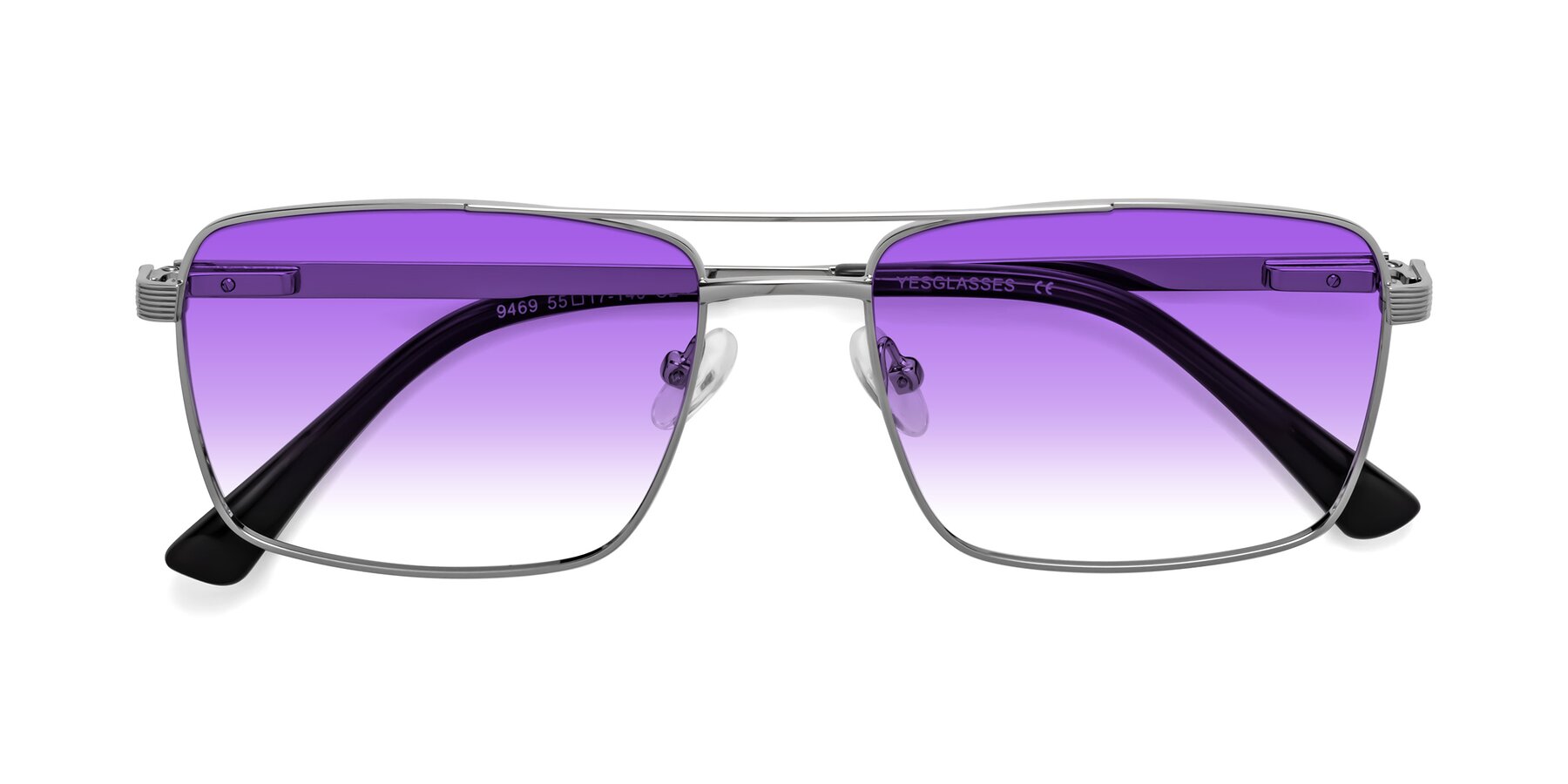 Folded Front of Beckum in Silver with Purple Gradient Lenses