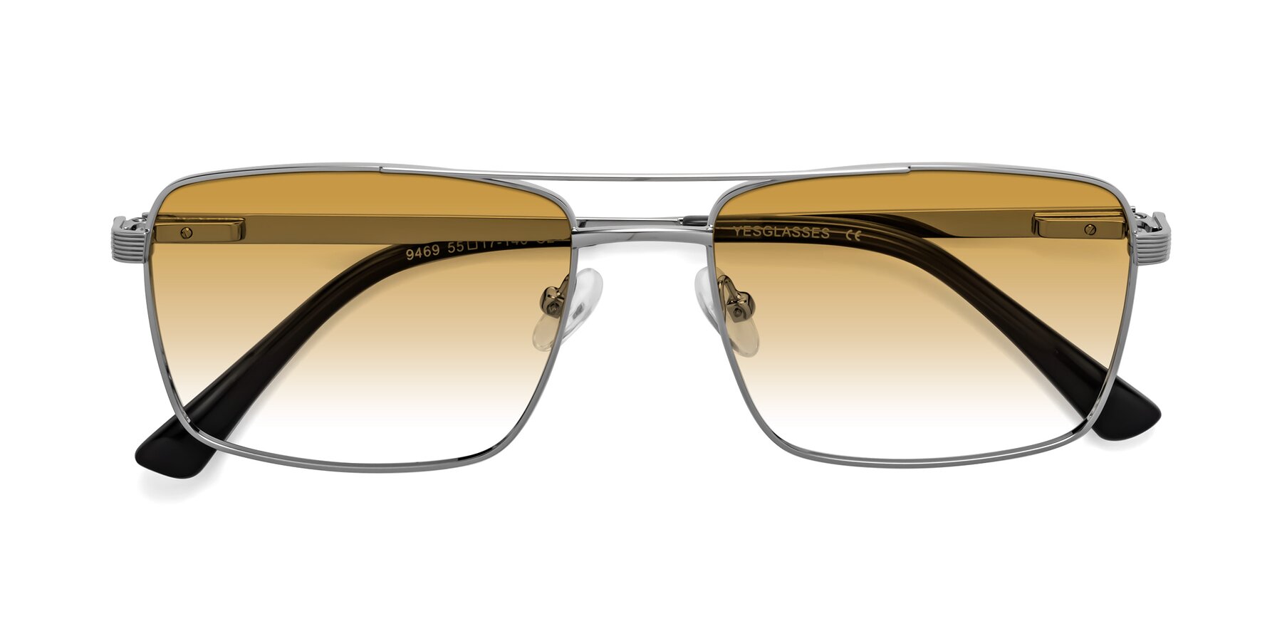 Folded Front of Beckum in Silver with Champagne Gradient Lenses