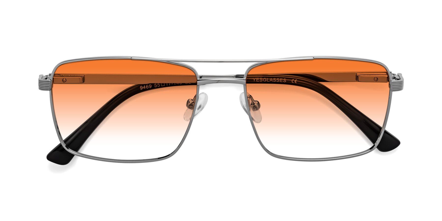 Folded Front of Beckum in Silver with Orange Gradient Lenses