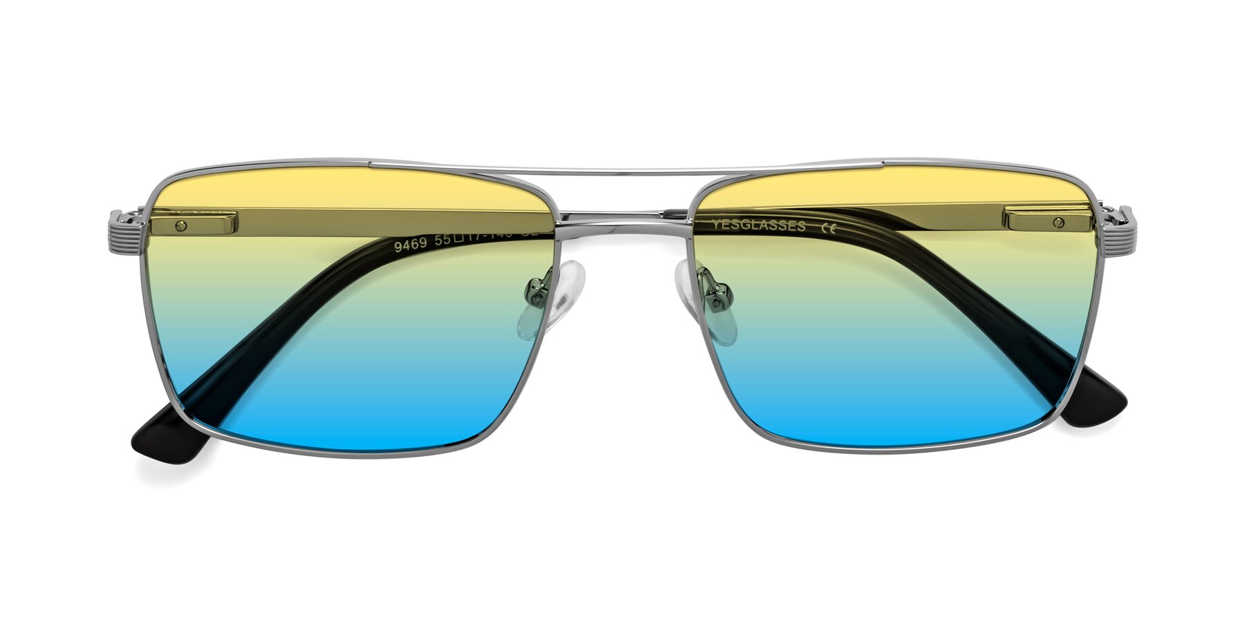Folded Front of Beckum in Silver with Yellow / Blue Gradient Lenses