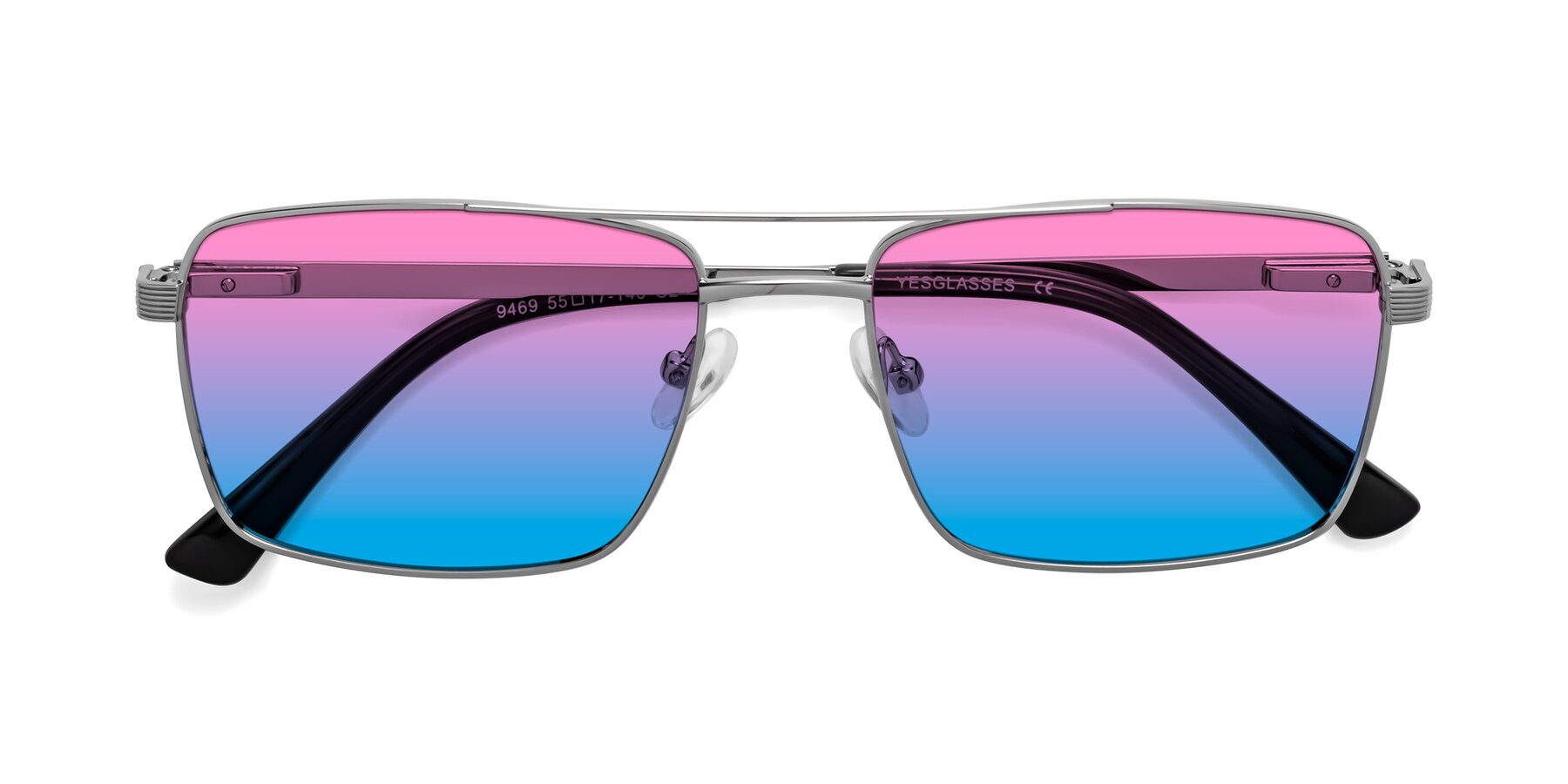 Folded Front of 9469 in Silver with Pink / Blue Gradient Lenses