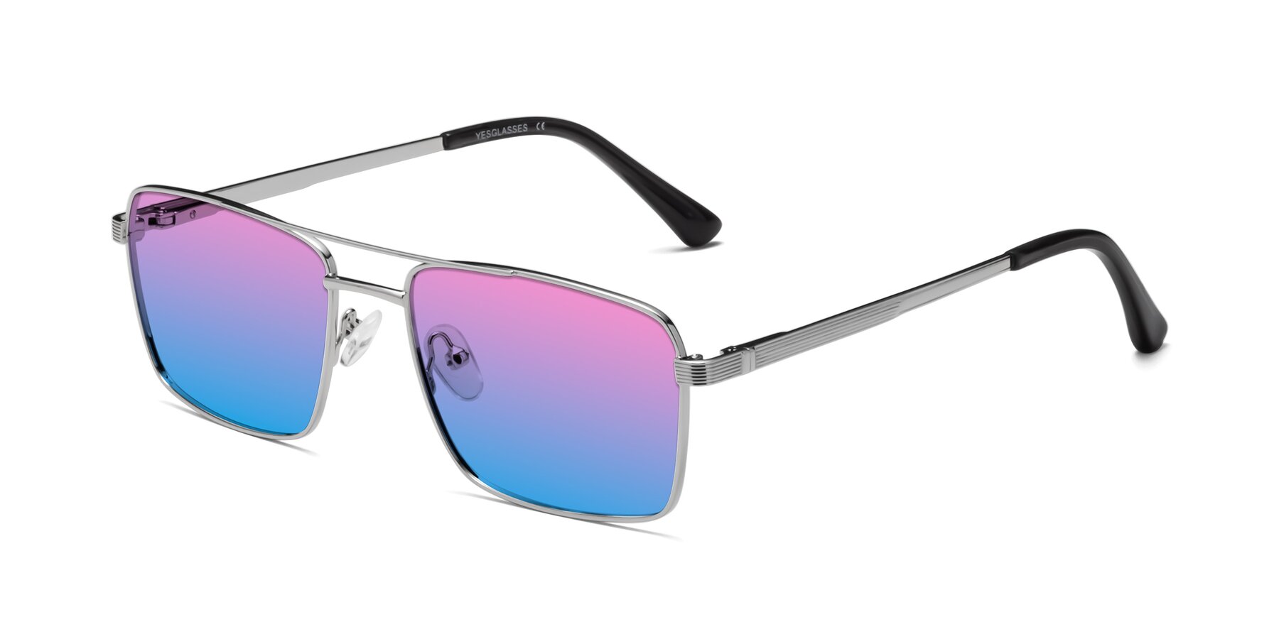 Angle of 9469 in Silver with Pink / Blue Gradient Lenses