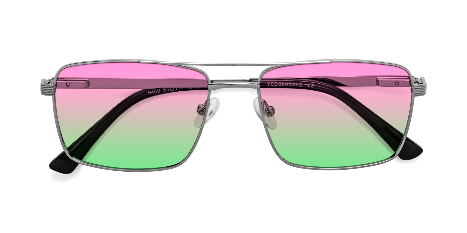 Folded Front of Beckum in Silver with Pink / Green Gradient Lenses