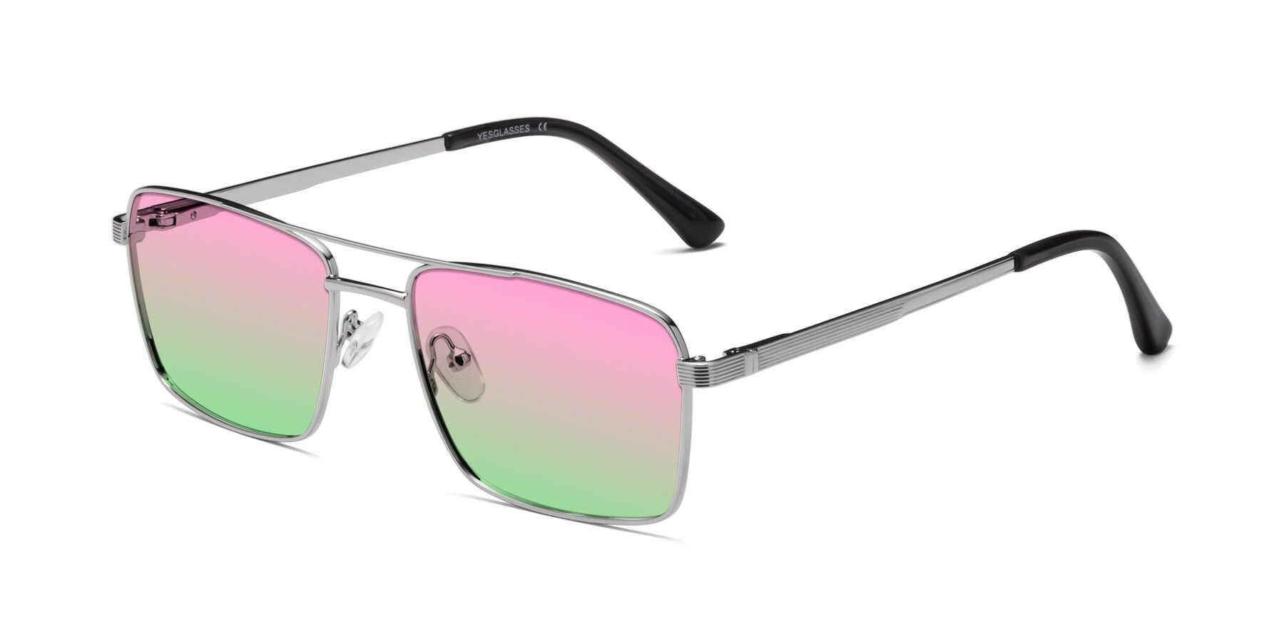 Angle of Beckum in Silver with Pink / Green Gradient Lenses