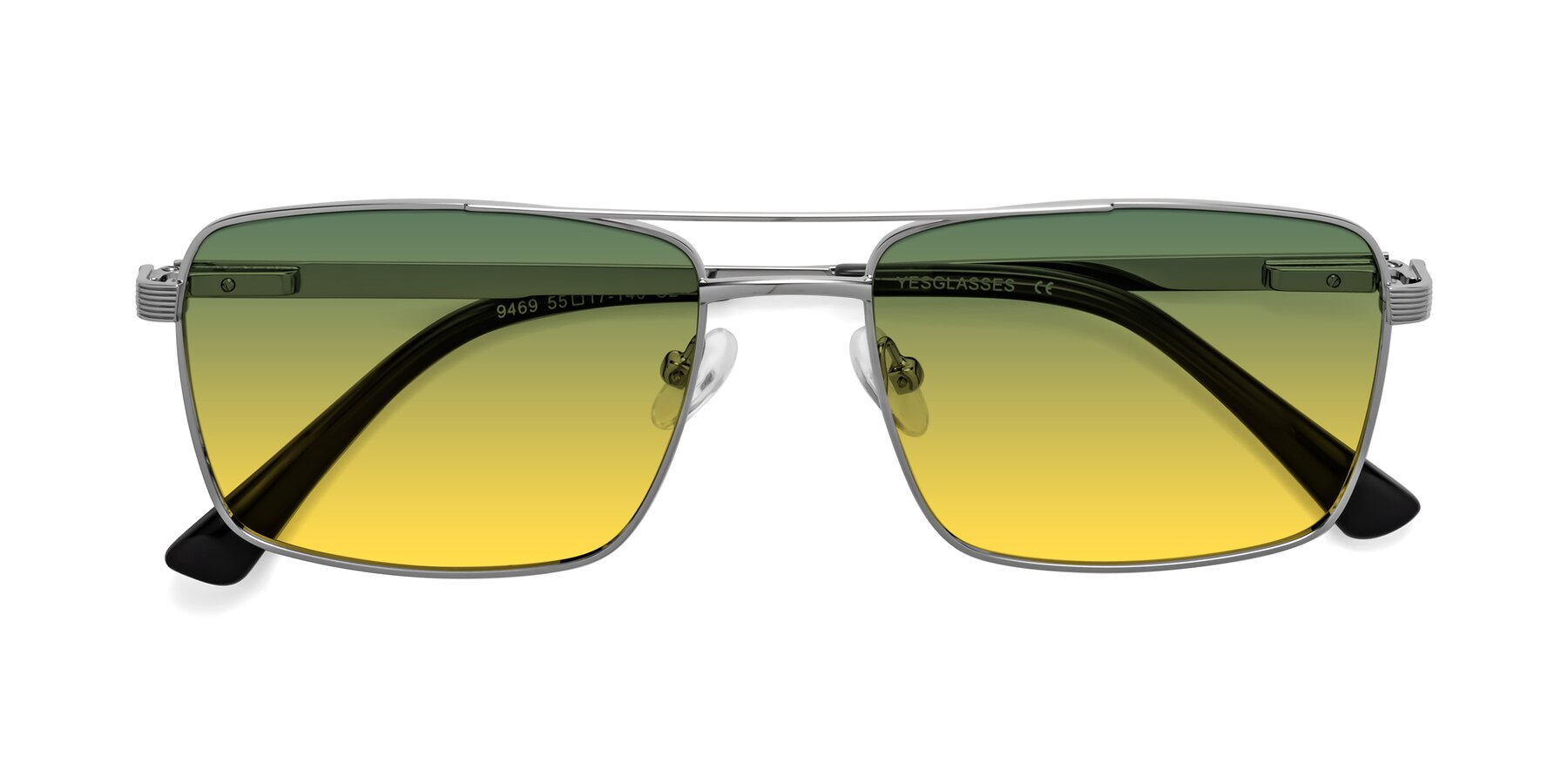 Folded Front of Beckum in Silver with Green / Yellow Gradient Lenses