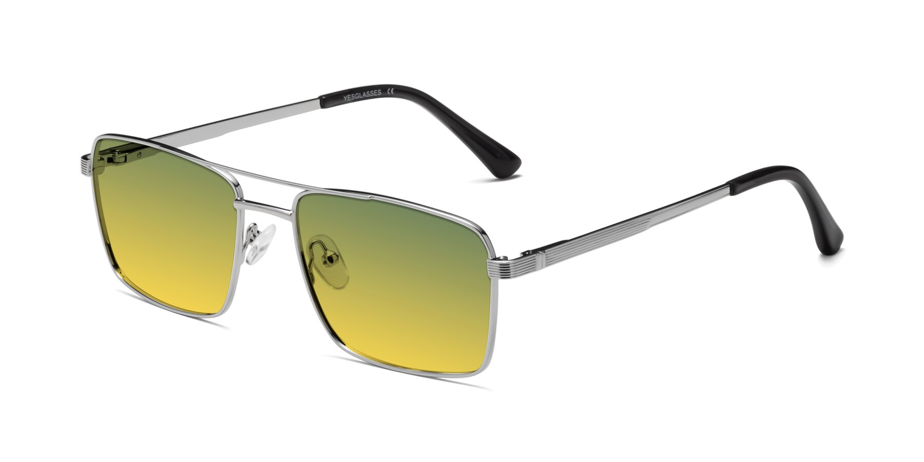Angle of Beckum in Silver with Green / Yellow Gradient Lenses