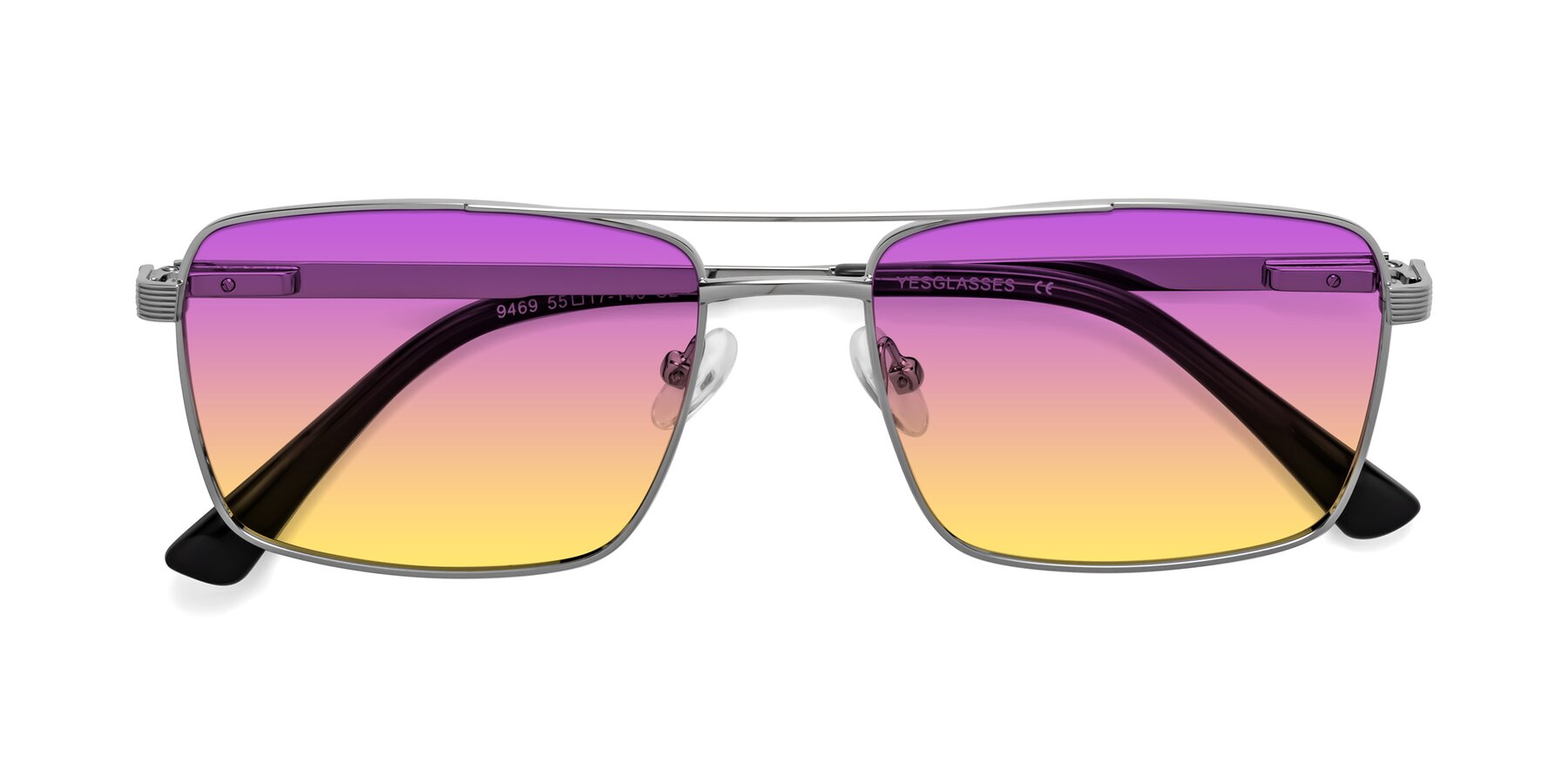 Folded Front of 9469 in Silver with Purple / Yellow Gradient Lenses