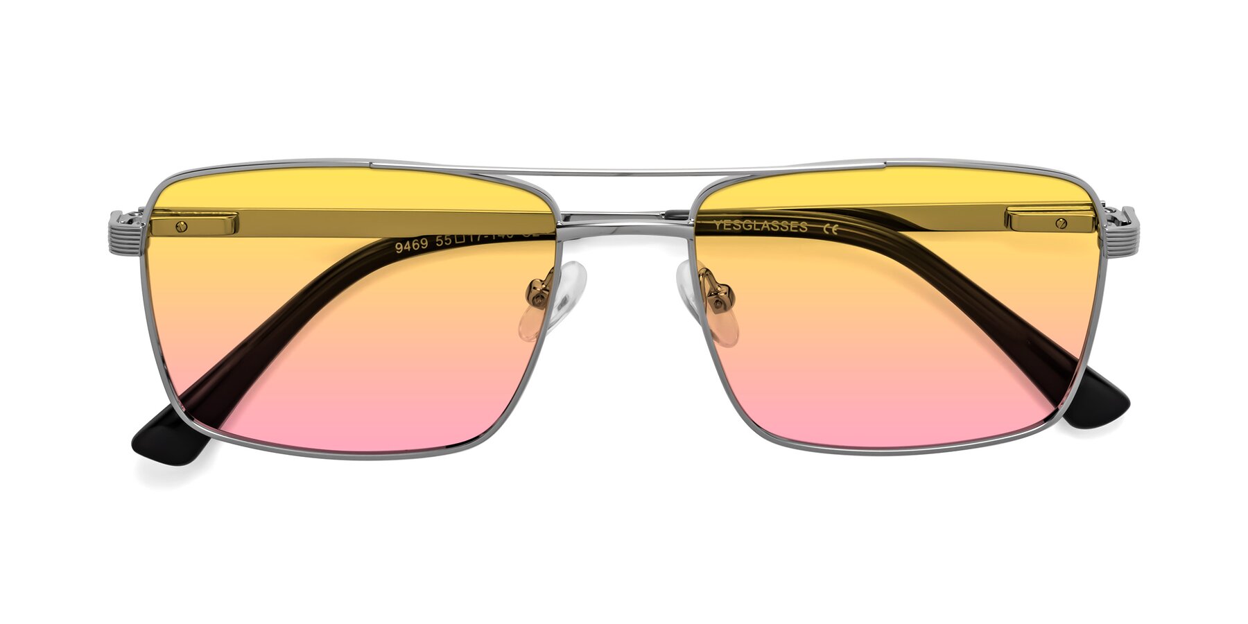 Folded Front of 9469 in Silver with Yellow / Pink Gradient Lenses
